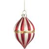 Viron Set 6 Palle di Natale Pendenti in Vetro Soffiato con Decoro a Righe Verticali Bianco e Rosso (1, Goccia apribile)