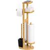 Yorbay Portarotolo Carta Igienica con Scopino: per 4 Rotoli e 2 Confezioni | Set WC da Terra in Bambù con Vassoio per Fazzoletti o Cellulare - Salvaspazio per Bagni e Appartamenti - Portata 10 kg