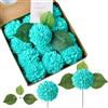 Sahoottie Fiori artificiali verde turchese, 12 pezzi, dalie, fiori artificiali come veri, 7,5 cm, in schiuma, ortensie blu-verde, decorazione per vasi, centrotavola, matrimoni, casa, tavoli per feste