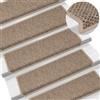 vidaXL Tappeti Autoadesivi Scale Aspetto Sisal 15 pz 65x21x4 cm Sabbia