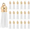 PATIKIL 1.5 Nappe Pelle Mini, 100Pz Ciondoli in Pelle Nappine Colorate Charm Portachiavi Con Cappuccio Dorato Per Decorative Borse Bracciali Creazione Gioielli Portachiavi, Bianco