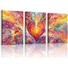 WENGTIAO 3 Pezzi Stampa su Tela Astratto Colorato con Cuore Incorniciato | Quadro su Tela Romantico Dipinto con Cuore Pittura Quadri Moderni Soggiorno Camera da Letto Decorazioni Parete 30x40cmx3