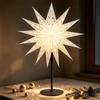 Lewondr 3D Stella Di Natale Da Tavolo In Carta, 17,72 Stella Di Natale A 14 Punte Illuminata Con Lampadina LED E14, Decorazione Luminosa Da Tavolo Natalizia Con Base In Ferro Per Le Vacanze In Casa