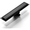 LISEEGO Canaletta Doccia Nero 70 cm | Piastrellabile con 360°Sifone Senza Odori, Filtro per Capelli e Design Senza Soglia, Acciaio Inox AISI 304