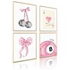 dzxnouart Set di 4 stampe artistiche da parete rosa civettuole e alla moda, poster decorativi con fiocco e ciliegia, bel regalo per ragazze per camera universitaria, senza cornice (50 x 75 cm)