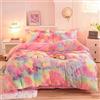 ZIQINPSQ Set Copripiumino Peluche Shaggy, Set Biancheria da Letto in Finta Pelliccia Tie Dye per Ragazze Adolescenti Copripiumino Morbido in Velluto Soffice Fuzzy Set Letto (Rosa, Matrimoniale)