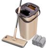 MASTERTOP Mocio Lavapavimenti e Secchio Strizzatore, Mocio Piatto Rotante a 360° e Secchio Autolavaggio, Mop a Mani Libere in Microfibra , con 6 Tamponi Riutilizzabili (Beige)