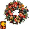 Generic Ghirlanda autunnale di zucca per porta d'ingresso, 35/40/45 cm, ghirlanda del raccolto con foglie d'acero, pigne e bacche, 3 stili per Halloween, Ringraziamento, decorazione stagionale per interni ed