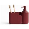 Alupedia DUOVA™ - Organizer da bagno, minimalista porta spazzolini e dispenser di sapone, organizer da bagno a 2 scomparti, con stampa 3D, per lavabo e vanità (rosso scuro)