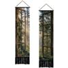 SUPERDANT 2 arazzi da parete verticali da 130 x 33 cm, con finestra in legno, da appendere alla parete, lungo e sottile, per corridoio, soggiorno, camera da letto, cavera, multicolore