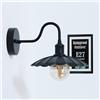 LEDSone Lampada da parete industriale Steampunk Water Pipe Vintage E27 Applique Accents Doppia lampada da parete per soggiorno Bar Cucina Sala da pranzo (Paralume per ombrellone - Nero)