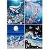 Fokenzary Kit per pittura con perle per adulti 5D delfino meduse kit artistico per principianti fai da te su tela arti e mestieri per soggiorno 4 pezzi arte da parete (30 x 40 cm x 4 pezzi)