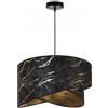 Light Home LH Light-Home Milano Lampadario a Sospensione - Lampadario Industriale per Soggiorno Camera da Letto e Cucina - Lampade a Sospensione in Metallo e con Paralume di Velluto - Motivo Nero e Oro