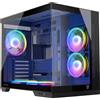 MODECOM VOLCANO PANORAMA APEX ARGB 5F, grigio, case per PC di tipo Midi Tower, 5 ventole ARGB, design panoramico in vetro, porta USB-C, filtro antipolvere