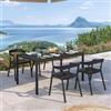 DEGHI Set pranzo con tavolo 150x80 cm e 4 sedie in polipropilene nero - Blane