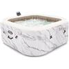 Intex 28464EX - PureSpa Vasca Idromassaggio Calacatta Quadrata, 4 posti, 140 Getti e 4 Jet, Riscaldatore, PVC, Multicolore, 175x175x71 cm