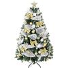 HOMCOM Albero di Natale 180cm con 200 Luci LED Bianco Caldo, 8 Modalità | Telecomando, 800 Rami Ignifughi, Palline, Nastri, Fiocchi, Folto Realistico, Base Pieghevole Metallo, Facile Montaggio