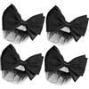 LRXIYODE Set di 4 Fermagli per Chioma con Fiocco Nero e Metallo, Rete Morbida per Chignon, Accessori Eleganti per Donne in Ambienti Professionali e Feste