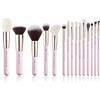 Jessup Set pennelli make up 15pz essenziali viso occhi T293 | Set pennelli trucco 15pz, setole miste, forte presa polvere, sfumatura versatile per viso e occhi