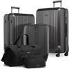 FERGÉ Set di valigie 3 pezzi con guscio rigido e lucchetto TSA Cannes, set di trolley da viaggio (bagaglio a mano, L, XL) Set di 3 valigie con guscio rigido, trolley con 4 ruote morbide, robusto