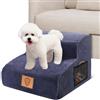 MASTERTOP Scalini per Cani 2 Gradini in Schiuma, Ampia Scale Antiscivolo per Letto e Divano, Scaletta Schiuma Alta Densità con Copertura Impermeabile Lavabile (Blu)