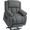 Poltrona Alzapersona Massaggiante e Reclinabile 93x104x105 cm con Telecomando in Tessuto Effetto Velluto Grigio