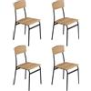 Baroni Home Set 4 Sedie da Pranzo, Design Moderno, Leggero, per Interni ed Esterni, Sala da Pranzo, Ristorante, In MDF e Acciaio, Montaggio Facile, Nero Effetto Rovere, 35x46x81 cm