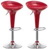 BAKAJI Set 2 Sgabelli Bar Cucina Design Moderno Base in Acciaio Cromato Seduta in ABS Sgabello Girevole con Altezza Regolabile e Poggiapiedi (Bordò)