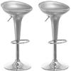BAKAJI Set 2 Sgabelli Bar Cucina Design Moderno Base in Acciaio Cromato Seduta in ABS Sgabello Girevole con Altezza Regolabile e Poggiapiedi (Grigio)