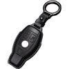 Kirain Custodia protettiva per chiave auto in vera pelle compatibile con Mercedes Benz Classe A/B/C/E/G/R/S GLA GLC GLE GLK SLK CLA CLK CLS AMG W203 W204 W211 W212, 3 pulsanti, nero