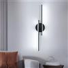 Mckalen Applique da Parete Interno LED 60CM 24W Lampada da Parete 6500K | 24W 2700LM Nero Moderno Lampada a Muro in Acrilico per Camera da Letto Lampada Soggiorno Scale Corridoio, Bianco Freddo 6500K