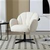 Ya-Home Poltroncina da Salotto in Pelliccia per Soggiorno, Bianco | Sedia Girevole a 360° con Gambe in Metallo, Design della Scocca Elegante, Ideal per Camera da Letto/Ufficio
