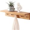 OAKERLAND Scaffale da parete in legno con ganci, 50 cm, appendiabiti da parete con ripiano in rovere, appendiabiti da parete con ripiano per giacche, appendiabiti per cappotti, sciarpe (50 cm)