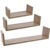H HANSEL HOME Set di 3 Mensole da Muro per Decorativi, Mensole da Parete Fissaggio Invisibile Rovere 42x10x10cm,32x10x8,5cm, 22x10x7cm