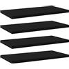 Hoopleep Libreria nera in legno, 4 pezzi, 40 x 20 x 1,5 cm, mensole da parete resistenti per spazio aggiuntivo in cucina e garage