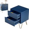 YGHQAP 1PC comodini con 2 cassetti, comodino con piedini in metallo, comodino moderno, per letto a molle, soggiorno, camera da letto, blu e oro