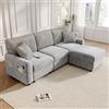 Moimhear Divano moderno con 1 poggiapiedi, 2 cuscini quadrati, 1 porta USB e 1 porta di tipo C, dimensioni: L 223 x H 84 x P 146 cm (grigio)