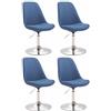 CLP Set di 4 sedie da pranzo in tessuto Maverick I Poltrone regolabili in altezza I Sedie girevoli con base a tromba | Colore blu Colore del telaio cromo