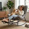 Oberlynova Sedia a Dondolo Rattan con Cuscino Imbottito + Estensibile Poggiapiedi, Poltrona a Dondolo Relax Ergonomica, XXL Portata 200KG, Antiribaltamento per Interno ed Esterno, Giardino, Balcone, Soggiorno