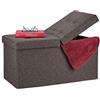 Relaxdays Contenitore Pouf, Capiente Panca Imbottita, Cassapanca con Coperchio Pieghevole, Camera & Sala, in marrone