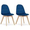 NMK HOME Poltrona Velluto Blu Faggio Robusto 2 Pezzi | adatto a sala da pranzo, comfort imbottitura, stile scandinavo, sostenere 120 kg, montabile