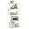 WOLTU Scaffale da Cucina, Scaffale per Microonde, 6 Ripiani, 6 Ganci, Struttura in Metallo, Legno Ingegnerizzato (Rovere Chiaro + Bianco, 80 x 40 x 167 cm)