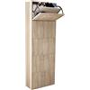 milani home - scarpiera slim 5 ante a ribalta 59 x 25 x 172 cm, effetto legno chiaro, per ingresso e corridoio