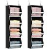 Lifewit Organizer Armadio Appendere con Pannelli Trasparenti,Nero,2 Pezzi | Organizzatore Pieghevole con 4 Ripiani e 2 Ganci Robusti, Ripiani per Armadio Interno, Contenitori per Vestiti
