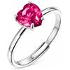 Sakrami Anello Regolabile Donna e Ragazza in Argento 925 con Zircone Cuore Rosa Verde Blu o Bianco + Scatola con Dedica Incisa Personalizzabile, Idea Regalo San Valentino Compleanno Anniversario