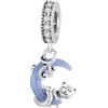 Qings Ciondolo Charm Animali Argento Sterling 925 che si Luminoso Illuminano al Buio con Pendenti Gatto Farfalla Tartaruga Ape Coccinella Gufo Falena Compatibile con Braccialetti e Collane Europei