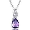 FANCIME Collana Goccia con Oro Bianco 14 carati (585) Ciondolo e Argento 925 Catena con Zaffiro/Smeraldi/Opale/Acquamarina/Rubino e Diamanti Naturale Gioielli per Donna Ragazze Mamma- Catena Lunghezza: 40 + 5 cm
