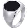 Calefee Anelli da Uomo di Fidanzamento, Anello da Uomo In Acciaio Inossidabile Varie Misure Sigillo Rotondo da 17mm con Smalto Nero