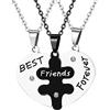 OIDEA Collana Uomo Amicizia per 3,Catenina Forma Cuore Spezzata Puzzle Ciondolo Acciaio Inossidabile Incisione Best Friends Forever Amici Sorelle Famiglia,Colore Argento-Nero