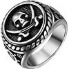 OIDEA Anello Uomo Acciaio Inox Teschio Pirata: Punk Ring Vintage Cranio 2cm Colore Argento Oro Regalo Uomo Ragazzo Halloween Compleanno Natale Misura 14-30
